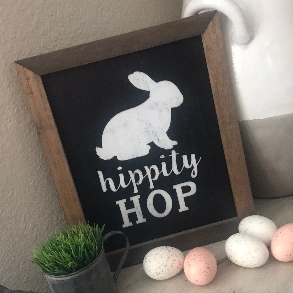 Easter Spring Rustic Farmhouse vintage inspired Bunny wall art
